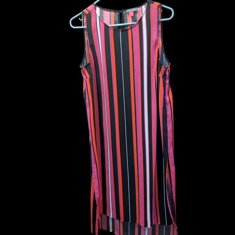Vince Camuto Striped Sleeveless High Low Tunic Dress Pink